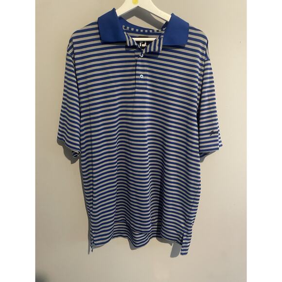 Footjoy Mens Large Blue Gray Striped Short Sleeve Golf Polo Shirt - Picture 1 of 5